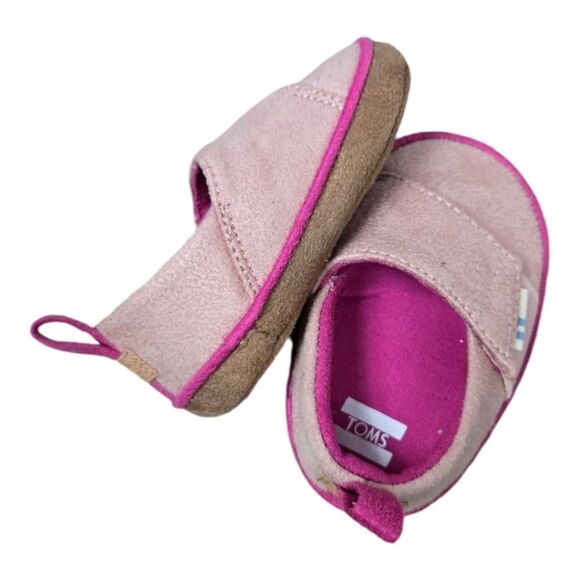 Baby Toms Pink MicroSuede Tiny Pinto Layette Alpargata Crib Shoe Girls Slip-On 2 - Picture 8 of 11